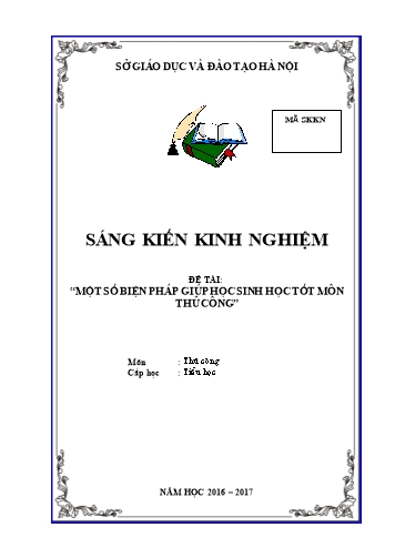 Sáng kiến kinh nghiệm Một số biện pháp giúp học sinh Lớp 1 học tốt môn Thủ công