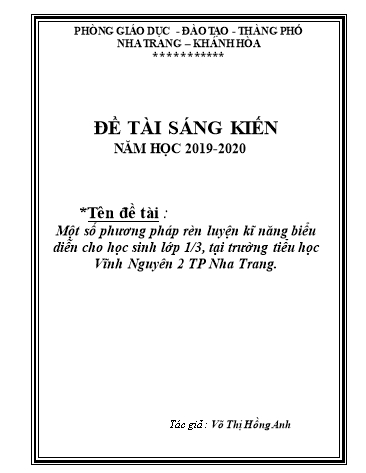 Sáng kiến kinh nghiệm Một số phương pháp rèn luyện kĩ năng biểu diễn cho học sinh Lớp 1