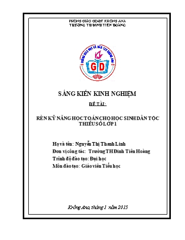 Sáng kiến kinh nghiệm Rèn kỹ năng học toán cho học sinh dân tộc thiểu số ở Lớp 1