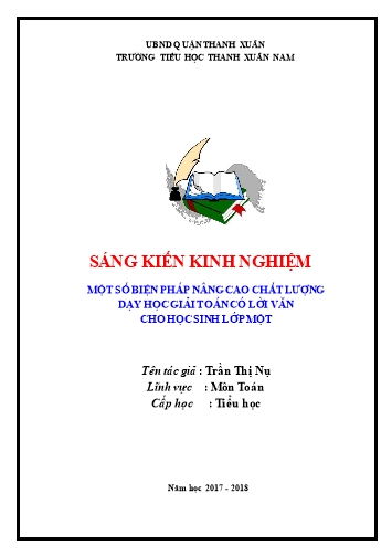 SKKN Một số biện pháp nâng cao chất lượng dạy học giải toán có lời văn cho học sinh Lớp 1