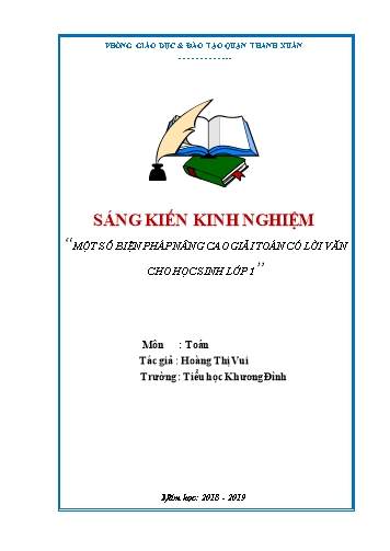 Sáng kiến kinh nghiệm Một số biện pháp nâng cao chất lượng giải toán có lời văn Lớp 1