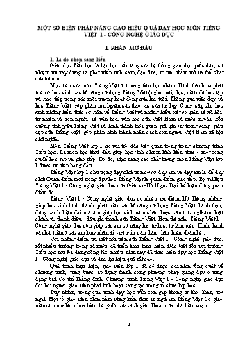 Sáng kiến kinh nghiệm Một số biện pháp nâng cao hiệu quả dạy học môn Tiếng Việt Lớp 1 - Công nghệ giáo dục