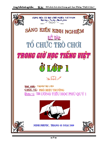 Sáng kiến kinh nghiệm Tổ chức trò chơi Tiếng việt cho học sinh Lớp 1