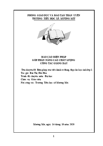 Sáng kiến kinh nghiệm Biện pháp rèn viết chính tả đúng, đẹp cho học sinh Lớp 1