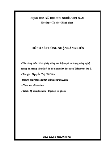 Sáng kiến kinh nghiệm Giải pháp nâng cao hiệu quả sử dụng CNTT trong việc thiết kế đồ dùng dạy học môn Tiếng việt Lớp 1