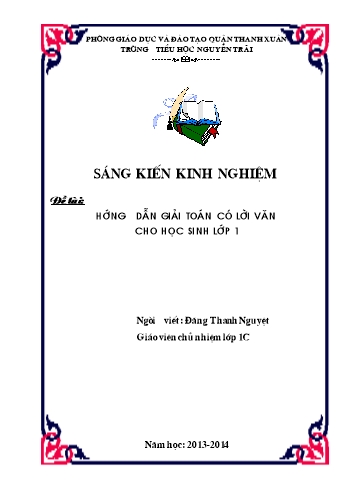 Sáng kiến kinh nghiệm Hướng dẫn giải toán có lời văn cho học sinh Lớp 1 trường TH Nguyễn Trãi