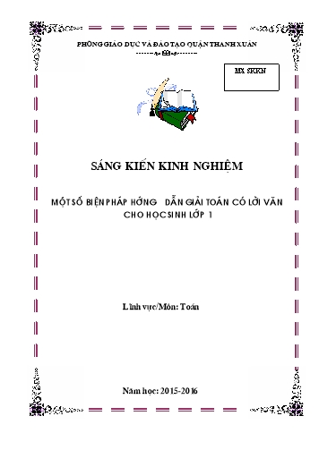 Sáng kiến kinh nghiệm Một số biện pháp hướng dẫn giải toán có lời văn cho học sinh Lớp 1