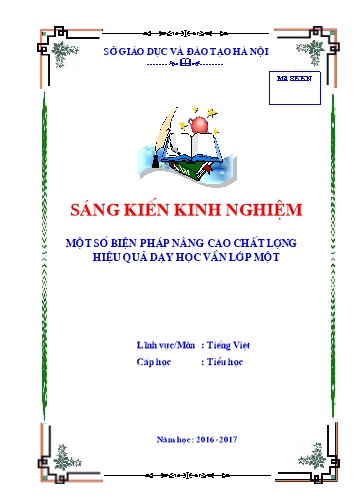 Sáng kiến kinh nghiệm Một số biện pháp nâng cao chất lượng hiệu quả dạy học vần Lớp 1