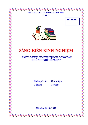 Sáng kiến kinh nghiệm Một số kinh nghiệm trong công tác chủ nhiệm ở Lớp 1