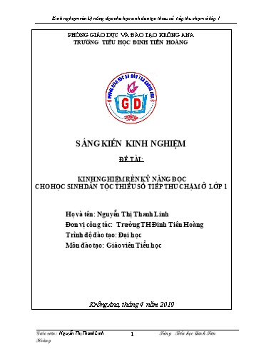 Sáng kiến kinh nghiệm Rèn kỹ năng đọc cho học sinh dân tộc thiểu số tiếp thu chậm ở Lớp 1