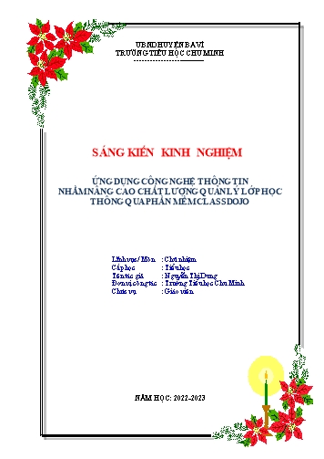 Sáng kiến kinh nghiệm Ứng dụng CNTT nhằm nâng cao chất lượng quản lí lớp học ở Lớp 1 thông qua phần mềm ClassDojo